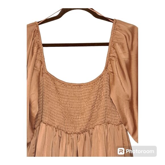 Ella Blue Dusty Mauve Pink Ruffle Tier Dress Solid Flared Mini Feminine Size L - Picture 7 of 12